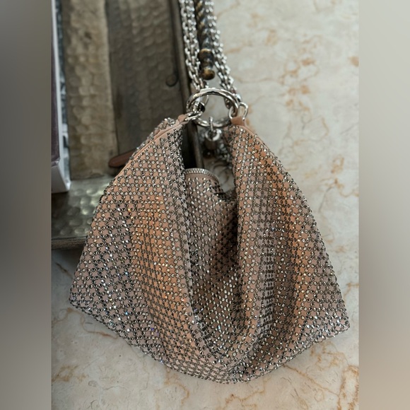 JIMMY CHOO - Authentic Handbag. Ballet Pink, Diamond Motif, Crystal on Suede. - Picture 2 of 9